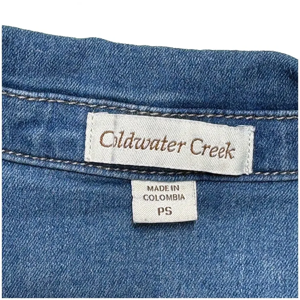 Coldwater Creek Embroidered Denim Jacket Women S Petite Boho Cottagecore Floral